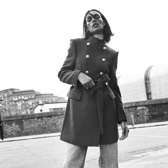 ZARA Double Breasted Wool Blend Coat - Picture 12 of 12